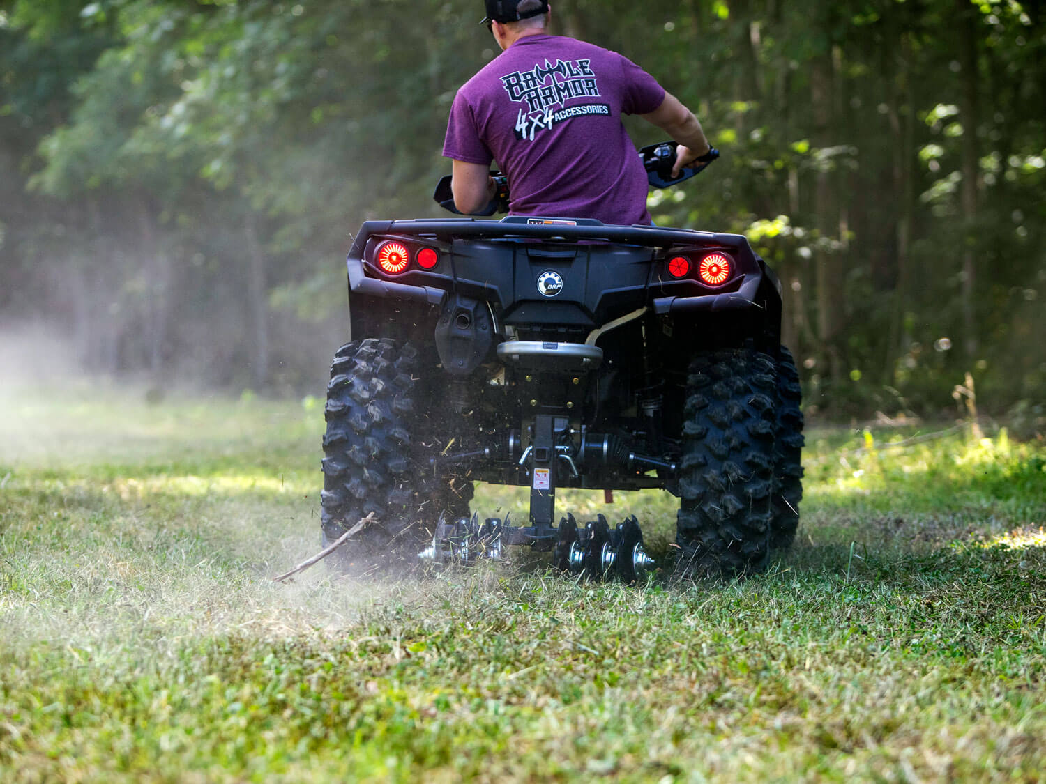 Battle Armor Big Buck Food Plot Plow going to work on a ATV!