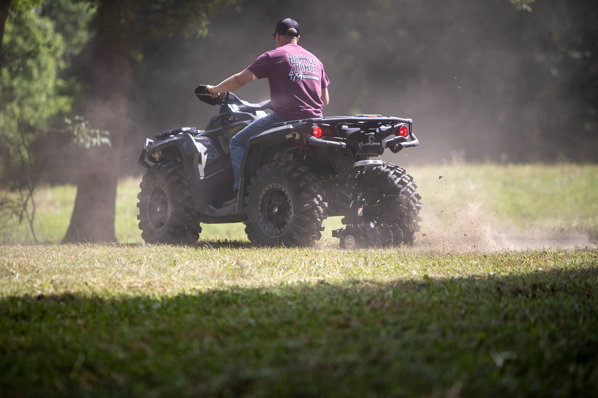 Battle Armor Big Buck Food Plot Plow being pulled by ATV!