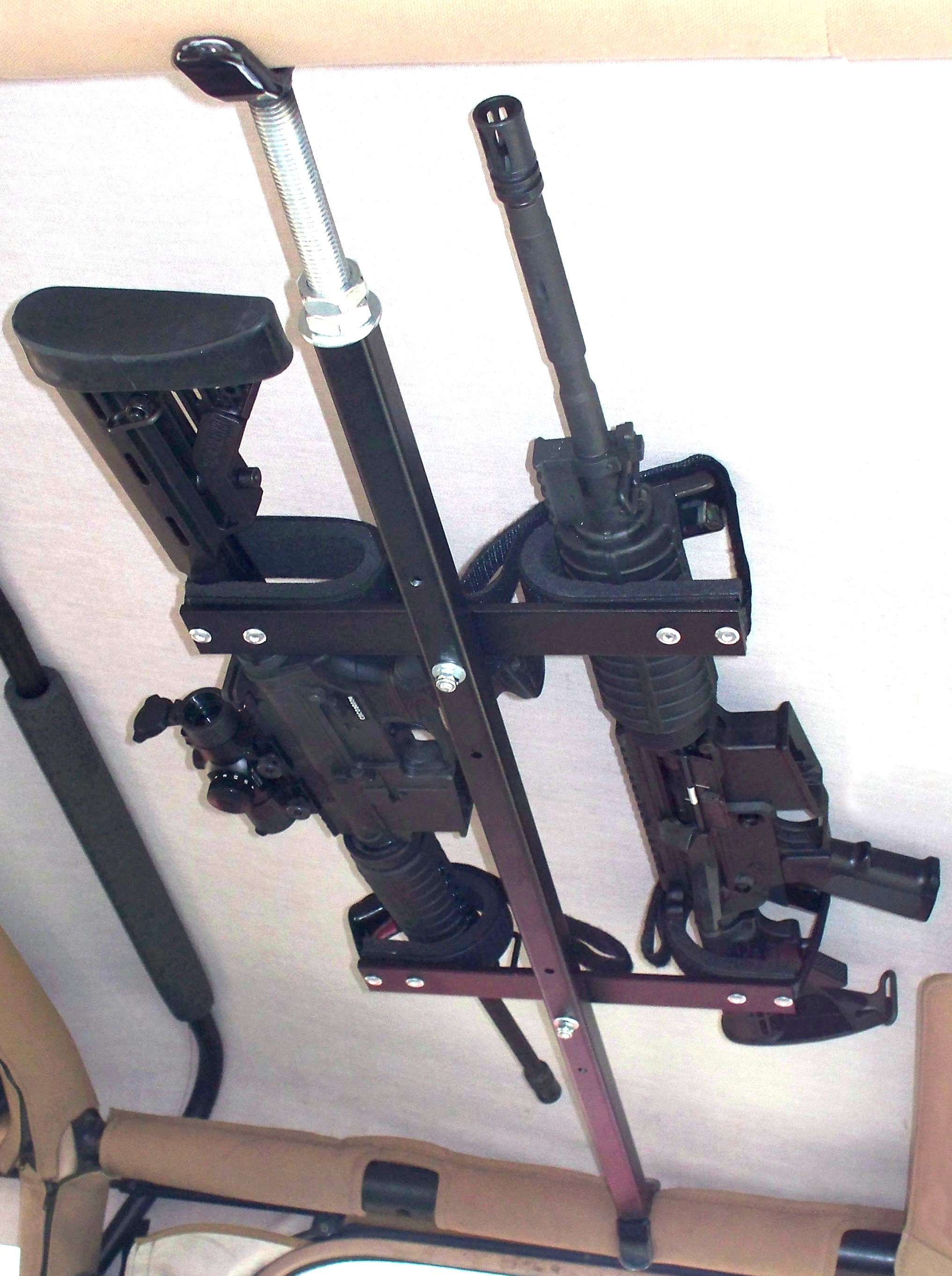 Quick-Draw™ Overhead Gun Rack for Tactical Weapons-JEEP  ( 42"-48" rollbar width)